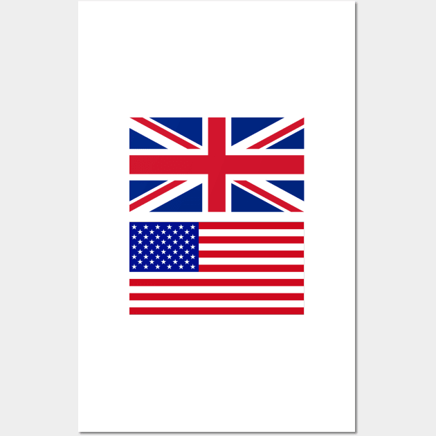 USA and Uk Flag Wall Art by Islanr